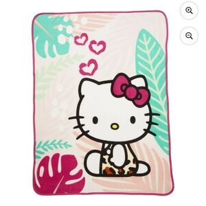 Hello Kitty Kids Pink White Print Fleece Throw Blanket, 46 x 60